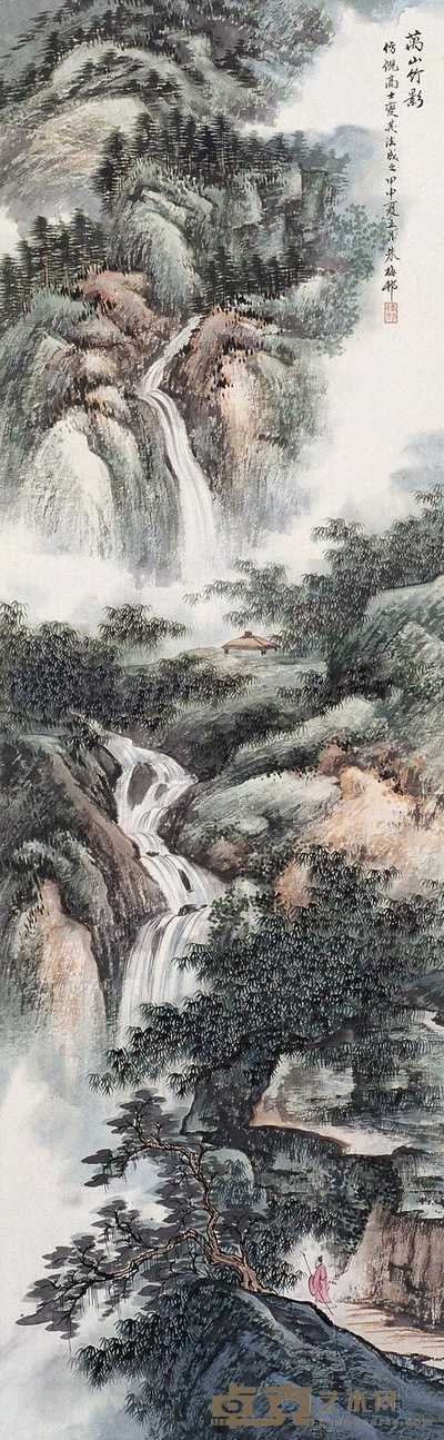 朱梅邨 万山竹影 立轴 102×32cm